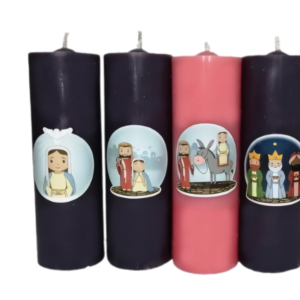 Vela de adviento velon, paquete con 4 unidades, 5.5x16 cm cada vela