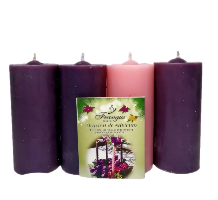 Vela de adviento 3/4 velon paquete de 4 unidades, 5.5x12 cm cada una