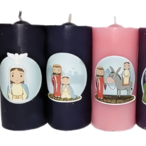 Vela adviento 1/2 velon en paquet de 4 unidades, 5.5x9 cm cada una