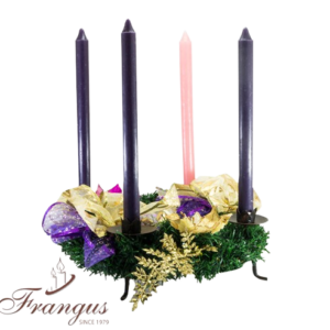 Velas adviento combo 2, corona y caja de torneada, 4 candelas y 1 corona, 2x25 cm cada vela