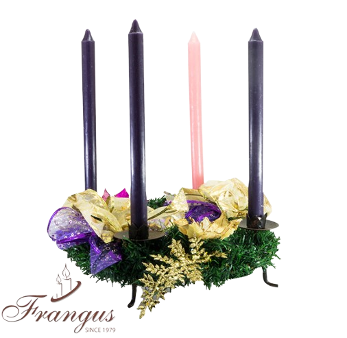 Velas adviento combo 2, corona y caja de torneada, 4 candelas y 1 corona, 2x25 cm cada vela
